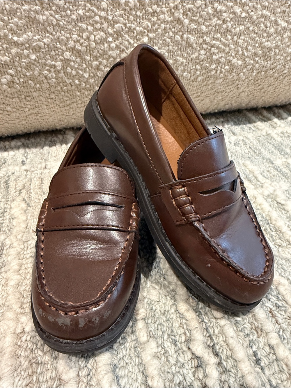 J. Crew Factory Boys' Brown Leather Penny Loafers